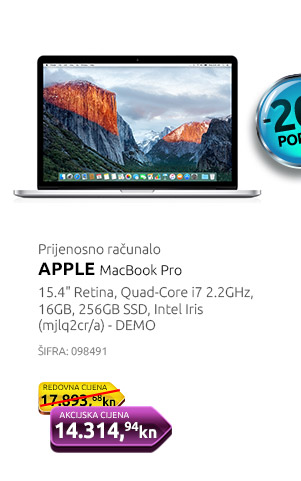 Prijenosno računalo APPLE MacBook Pro, 15.4&#34;