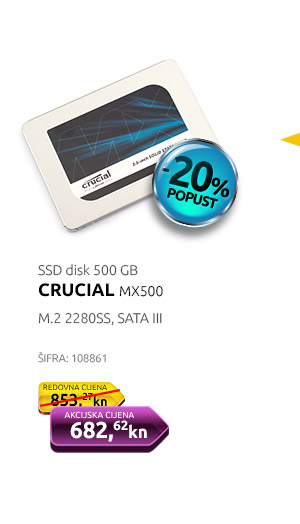 SSD disk 500 GB, CRUCIAL MX500