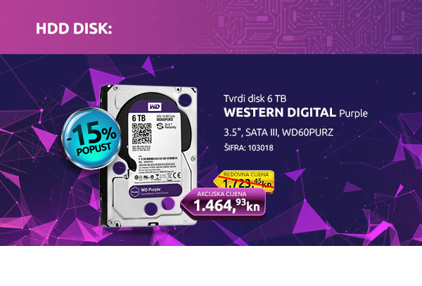 Tvrdi disk 6 TB, WD Purple