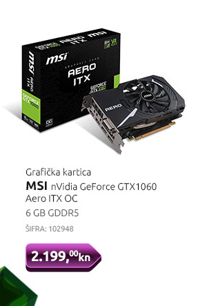 Grafička kartica MSI nVidia GeForce GTX1060 Aero ITX OC